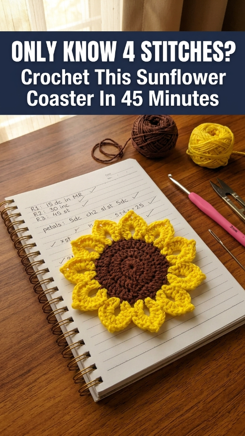 Sunflower Coaster Crochet Pattern