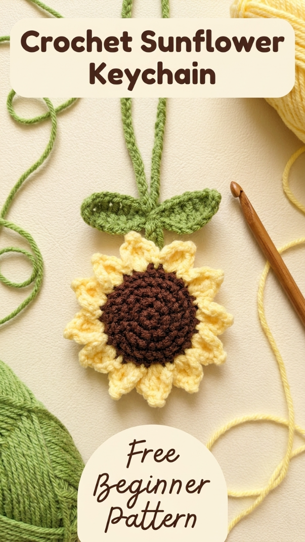 Crochet Sunflower Keychain Pattern