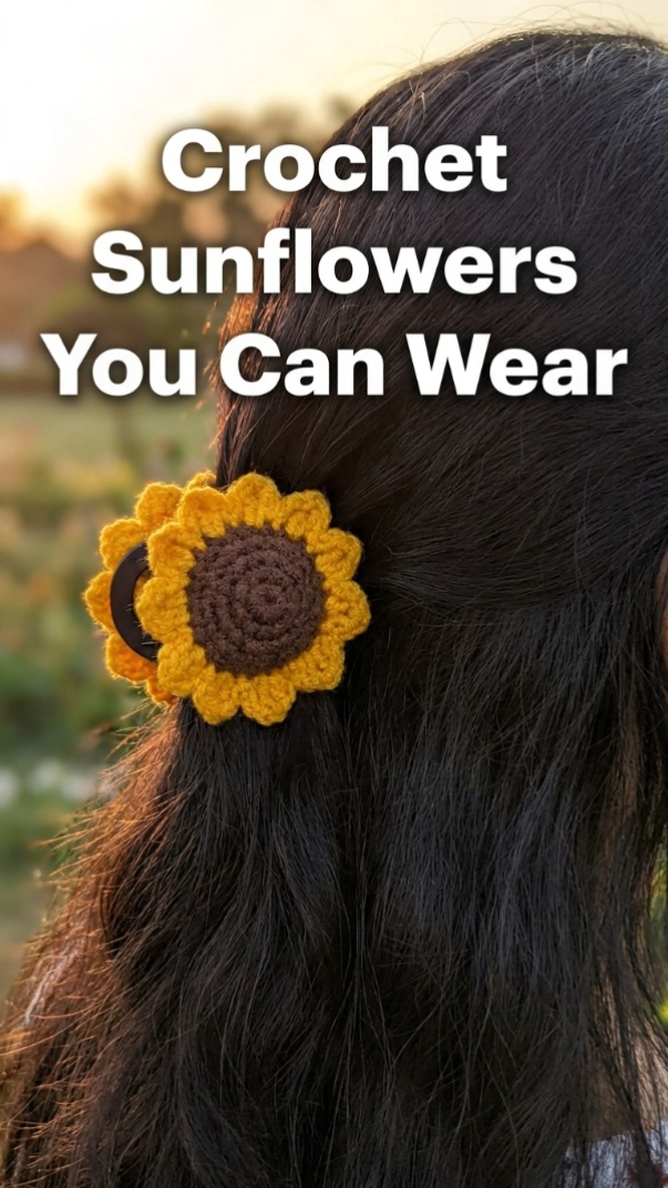 Crochet Sunflower Hair Clip Pattern