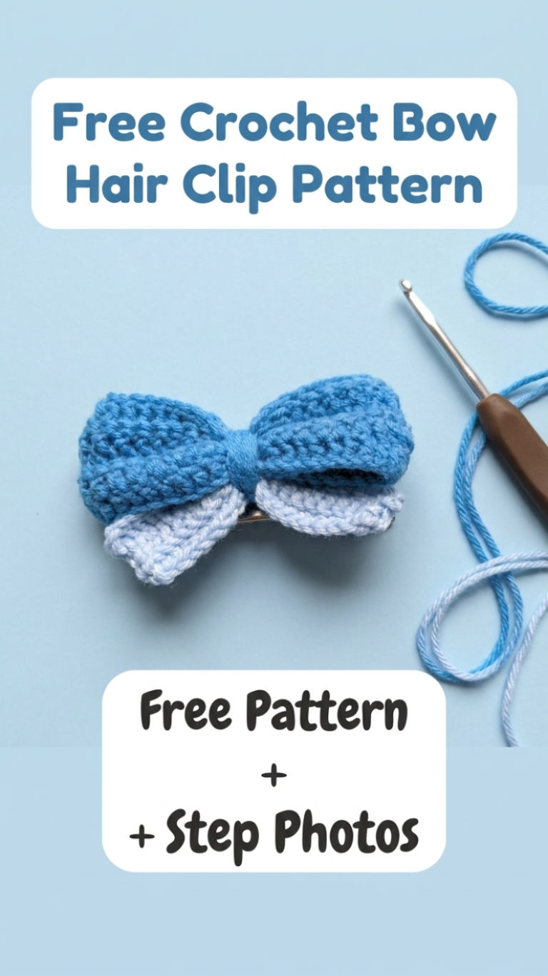 Crochet Bow Hair Clip Pattern (Free + Beginner-Friendly)