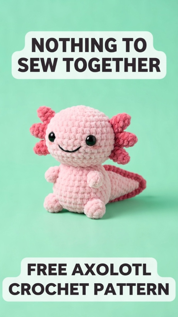 Axolotl Crochet Pattern (Free + No-Sew Amigurumi)