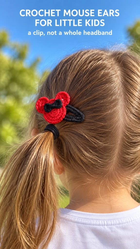 Crochet Mouse Ears Hair Clip Pattern (Free + Fridge Magnet Version)