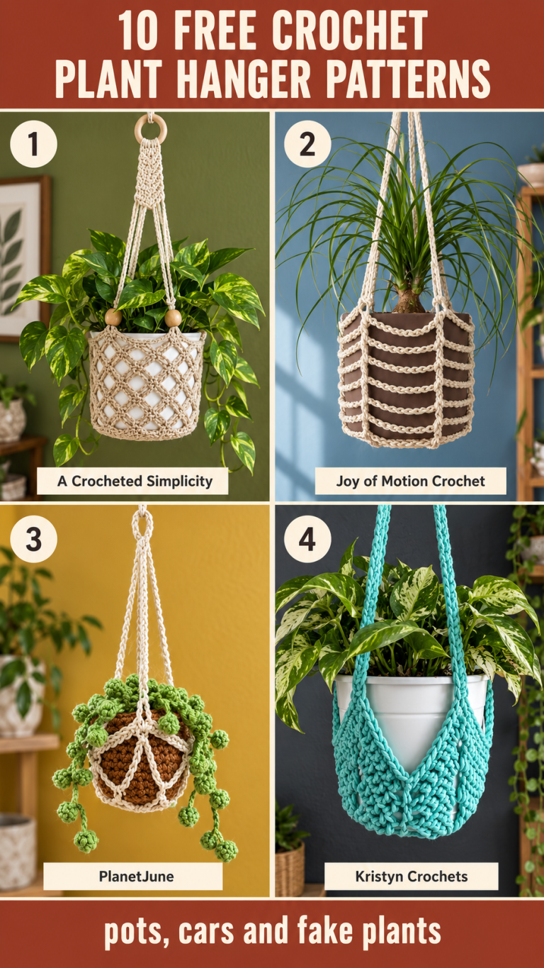 Crochet Plant Hanger: 10 Free Patterns for Pots, Cars and Fake Plants
