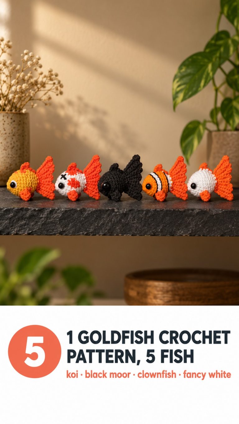 Goldfish Crochet Pattern (Free + 7 More Goldfish to Make)